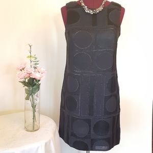 Banana Republic Sleeveless Party Dress Black Silk Blend Geometric Designs Size 6